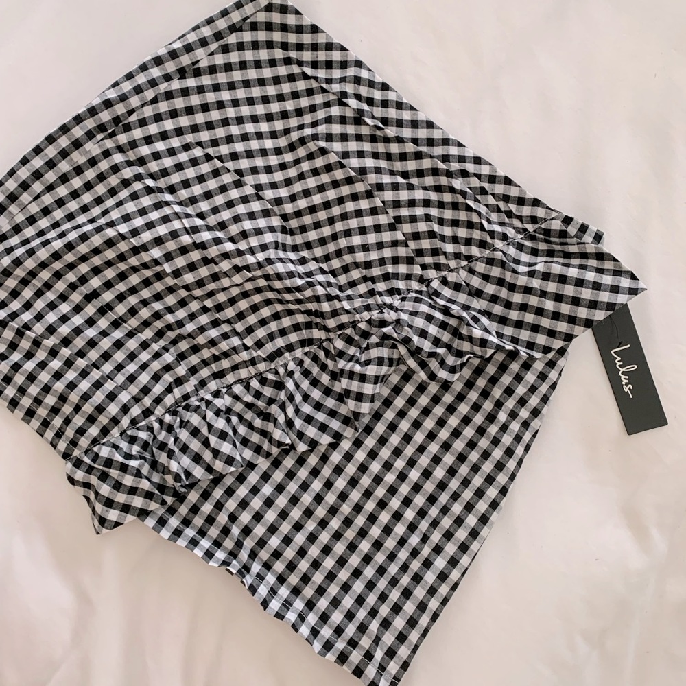 Lulus Collegiate Class Black and White Gingham Mini Skirt